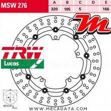 Disque de frein Avant ~ Triumph 1050 Speed Triple, Fgst. -461331 (515NJ) 2008-2010 ~ TRW Lucas MSW 276