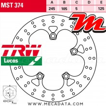 Disque de frein Arrière ~ Yamaha FZ6 600 NA ABS (RJ14) 2007 ~ TRW Lucas MST 374