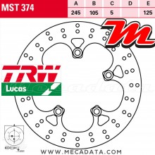 Disque de frein Arrière ~ Yamaha FZ6 600 S Fazer (RJ07) 2004-2006 ~ TRW Lucas MST 374