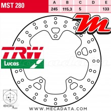 Disque de frein Arrière ~ Yamaha XJ6 600 S Diversion (RJ22) 2013+ ~ TRW Lucas MST 280