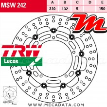 Disque de frein Avant ~ Yamaha YZF 600 R6 (RJ15) 2007-2016 ~ TRW Lucas MSW 242