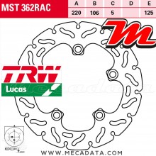 Disque de frein Arrière ~ Yamaha YZF 600 R6 (RJ15) 2007-2016 ~ TRW Lucas MST 362 RAC