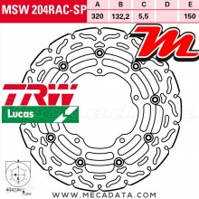 Disque de frein Avant ~ Yamaha YZF 600 R6 (RJ27) 2017+ ~ TRW Lucas MSW 204 RAC