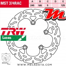 Disque de frein Arrière ~ Yamaha MT-03 660 (RM05) 2013-2015 ~ TRW Lucas MST 374 RAC