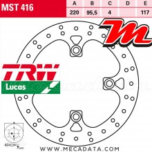 Disque de frein Avant ~ Yamaha YFM 700 Grizzly (YFM700) 2007+ ~ TRW Lucas MST 416