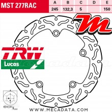 Disque de frein Arrière ~ Yamaha XSR 900 ABS 2016+ ~ TRW Lucas MST 277 RAC