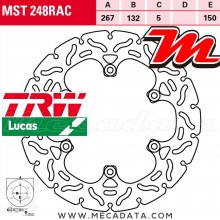 Disque de frein Arrière ~ Yamaha FZS 1000 Fazer (RN06) 2001-2004 ~ TRW Lucas MST 248 RAC
