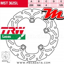 Disque de frein Arrière ~ Yamaha YZF 1000 R1, R1M (RN32) 2015-2016 ~ TRW Lucas MST 362 SL