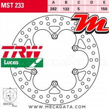 Disque de frein Avant ~ Yamaha XVZ 1300 Venture Royal (3JS) 1988-1993 ~ TRW Lucas MST 233